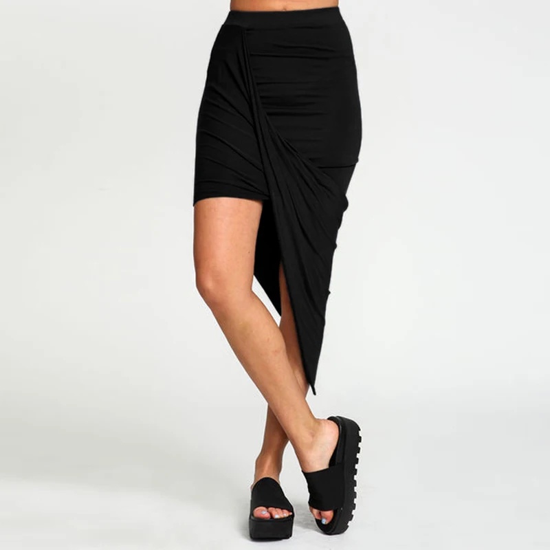 2019 Summer Women Skirt Hem Cross Fold Sexy Wrap Banded Waist Draped women skirt Cut Out Asymmetrical Pencil Skirts XS-XXXL 504 2019 Summer Women Skirt Hem Cross Fold Sexy Wrap Banded Waist Draped women skirt Cut Out Asymmetrical Pencil Skirts XS-XXXL 504