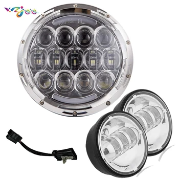 

WZJOO 7Inch 105w LED Headlight+ 2 x 4 1/2" Fog Light Passing Lamps for Sportster Street Glide Tour Glide Road Glide, Motorcycle