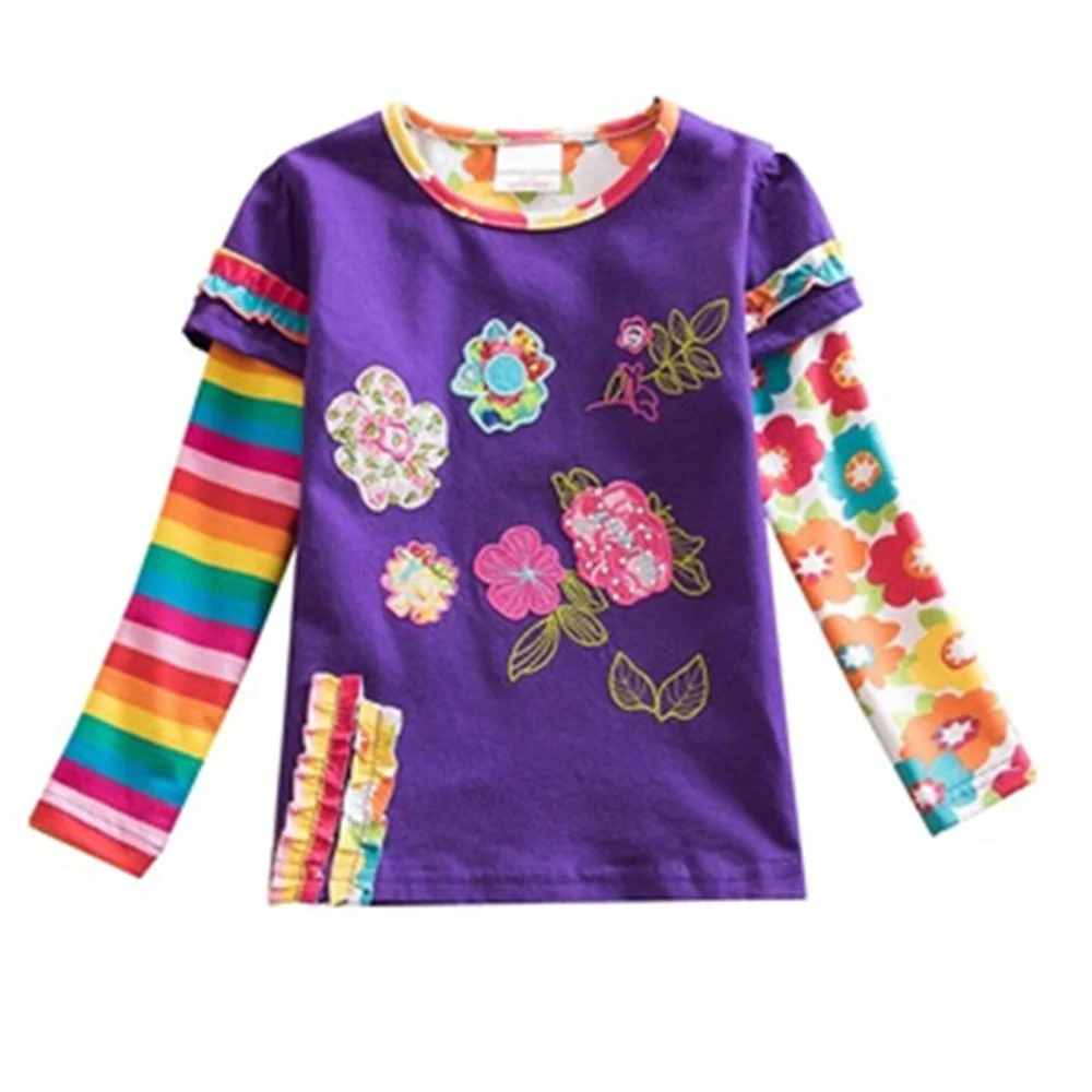 VIKITA, брендовые топы для маленьких девочек, детские футболки г. Осенние детские футболки в полоску с длинными рукавами футболка для девочек с рисунком кролика