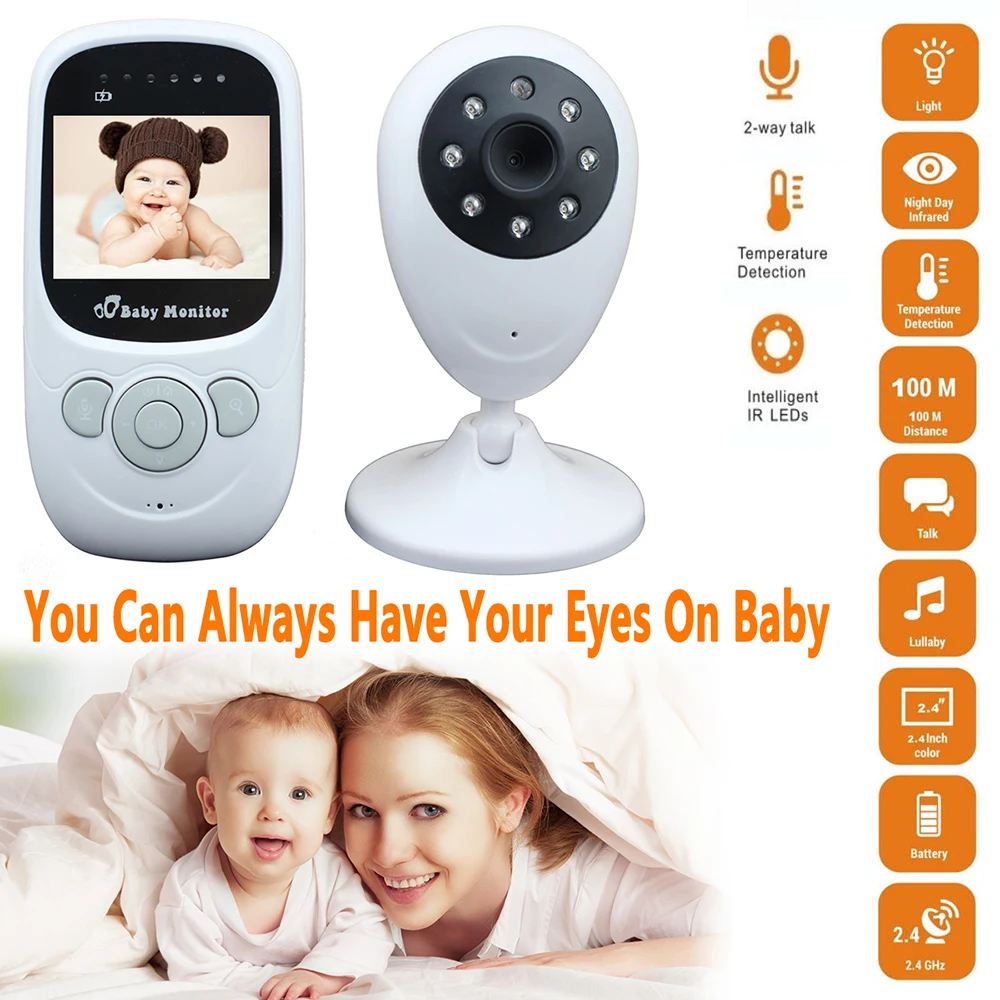 TRAVOR 2,4 дюймов детский монитор Беспроводной Видео Цвет Высокое разрешение детская няня камера безопасности ночное видение контроль температуры