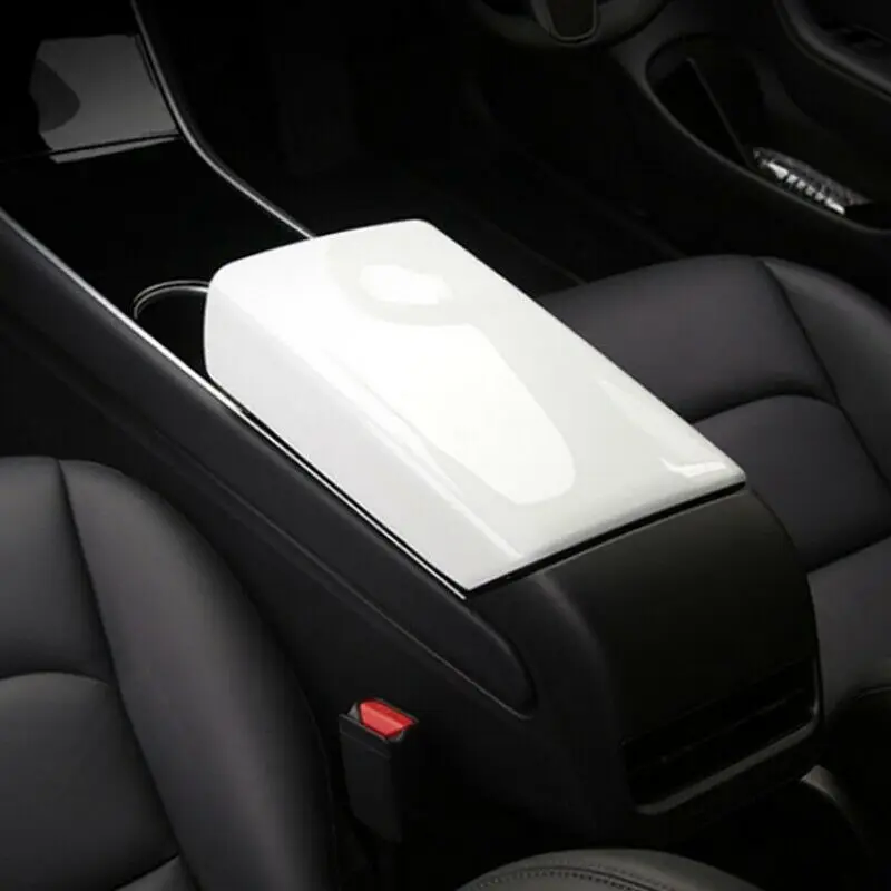 White ABS Plastics Car Interior Center Storage Armrest Cover Trim 41.5*24*13CM For Tesla Model 3