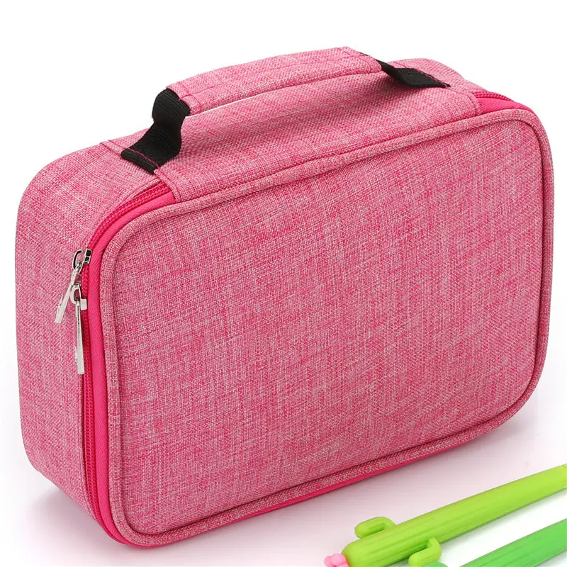 Pencil Cases 72 Holes School Cases 3 Compartments School Canvas Pencil Cases Fabric Pen Bag Box Pouch For Artist Stationery Supplies 04965