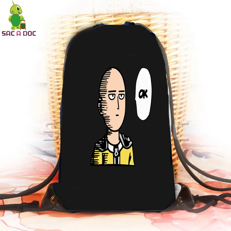 

Anime One Punch Man Saitama Genos Backpack 3D Printing Drawstring Bag Women Men Softback Travel Bags Storage Shopping Bags
