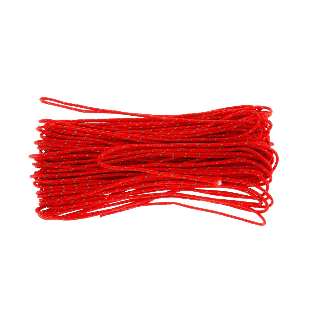  20M 1.8MM Camping Tent Awning Reflective Guyline Rope Runners Cord - Red Reflective Guyline Rope 