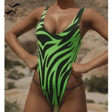 Bikinx принт с высоким вырезом Цельный купальник розовый сексуальный женский купальник-монокини бикини с открытой спиной женские цельные костюмы купальный костюм