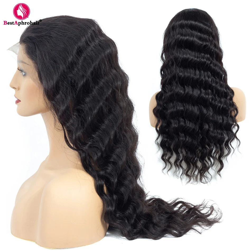 Deep Wave Lace Front Wig 13x4 Pre Plucked Bleached Knots Peruvian Remy