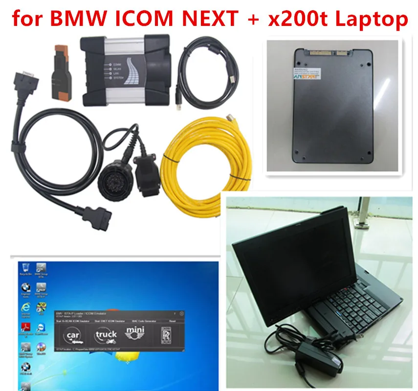  Für Bmw Isis Isid icom Berufs diagnose werkzeug für bmw icom nächste mit Laptop X200T Installiert 2