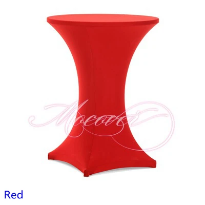 

Red colour Spandex table cover cocktail table cloth lycra high bar table cover wedding party and hotel table decoration