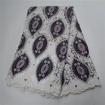 

2019 fashion Nigerian pattern wedding african lace fabric with stones / guipure cord lace fabric for wedding party -LP30