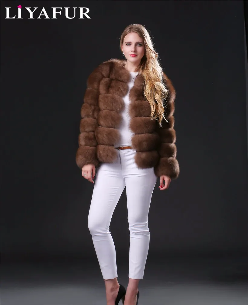 Liyafur Новинка года 6 в 1 натуральный Лисий Мех пальто для Для женщин куртка русский Мех длинные пальто зима теплый жилет