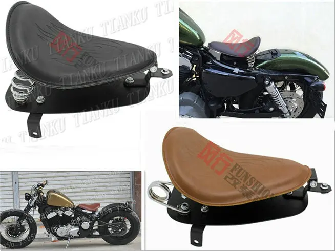Flame Leather Seat Spring + Mounting Bracket For Fit Sportster XL883 1200 48 72 Dyna Wide Glide Softail FLST |