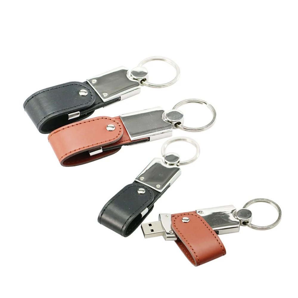 64GB Pen Drive Real Capacity Keychain PU Leather USB 2.0 Stick USB