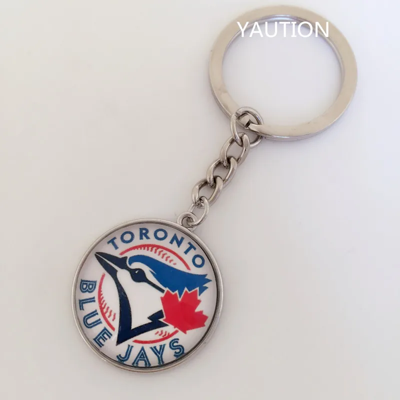 1Pcs baseball Toronto Blue Jays / Glass Tibet Silver Chain Pendant Key