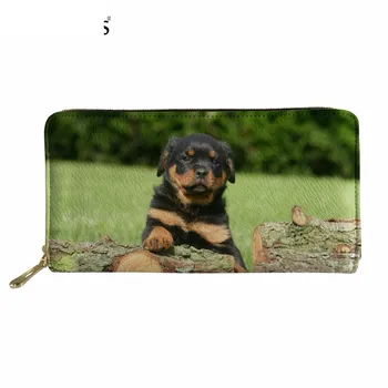 

Lovely 3D Rottweiler Dog/Puppy Print Woman Long PU Leather Wallets Brand Design Purse Waterproof Credit Card Holder Murse Sumka
