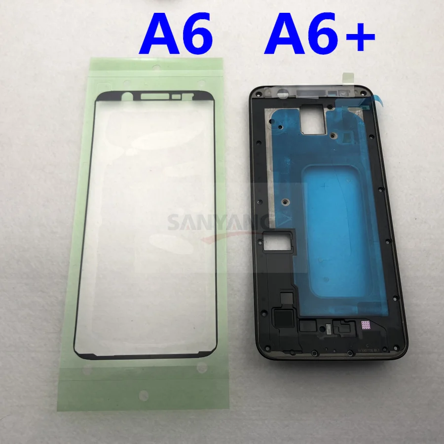 

Original New Front panel Bezel Frame Faceplate Housing Replacement for Samsung Galaxy A6 2018 A6 plus A600F A605F A605DS Sticker