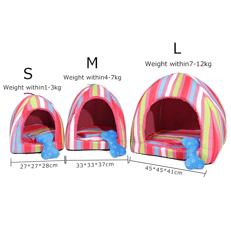 Продукты для животных кровать для собак мягкий прекрасный домик для домашних животных полосатый узор домик для кошки Щенок щенка два вида пути для использования кроватей