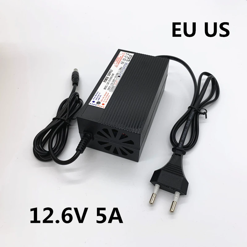 

1PCS AC 100-240V DC 12.6V 3A 5A 18650 lithium battery charger 12.6 Volt Power Adapter Charger 12.6 V 3000mA 5000ma US EU Plug