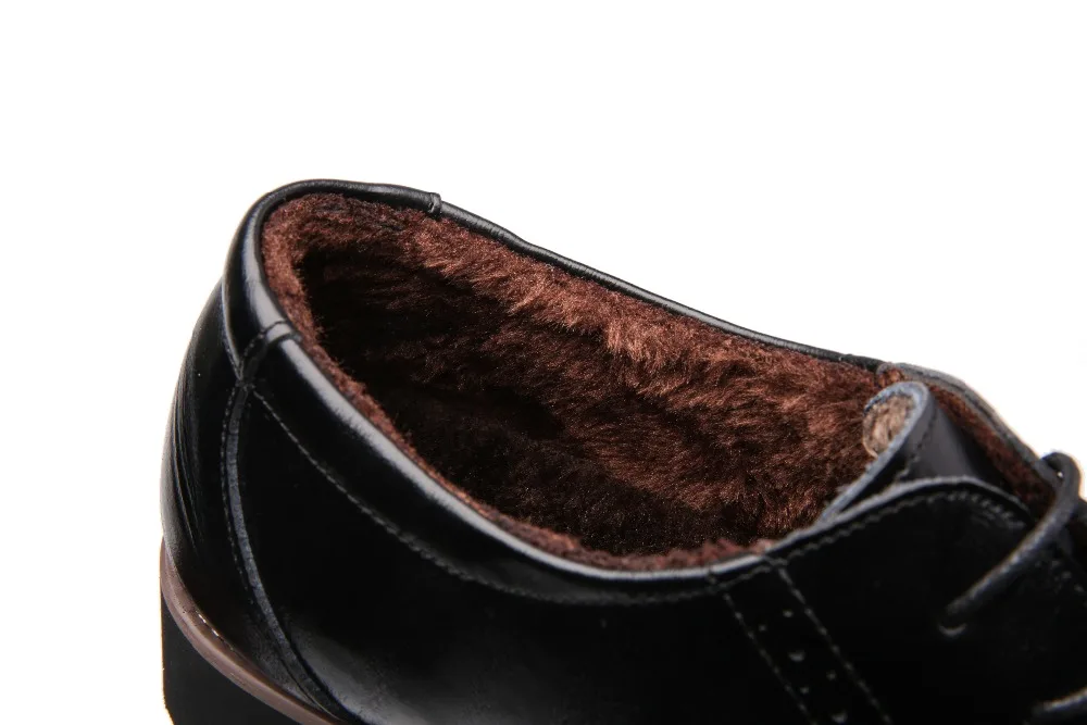 Новинка года; мужские зимние туфли из натуральной кожи; теплые Классические Вечерние туфли с бархатной подкладкой; зимние модельные туфли размера плюс 38-48