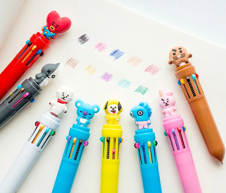 BTS MERCH SHOP, BT21 Cute 10 Color Ballpoint Pen