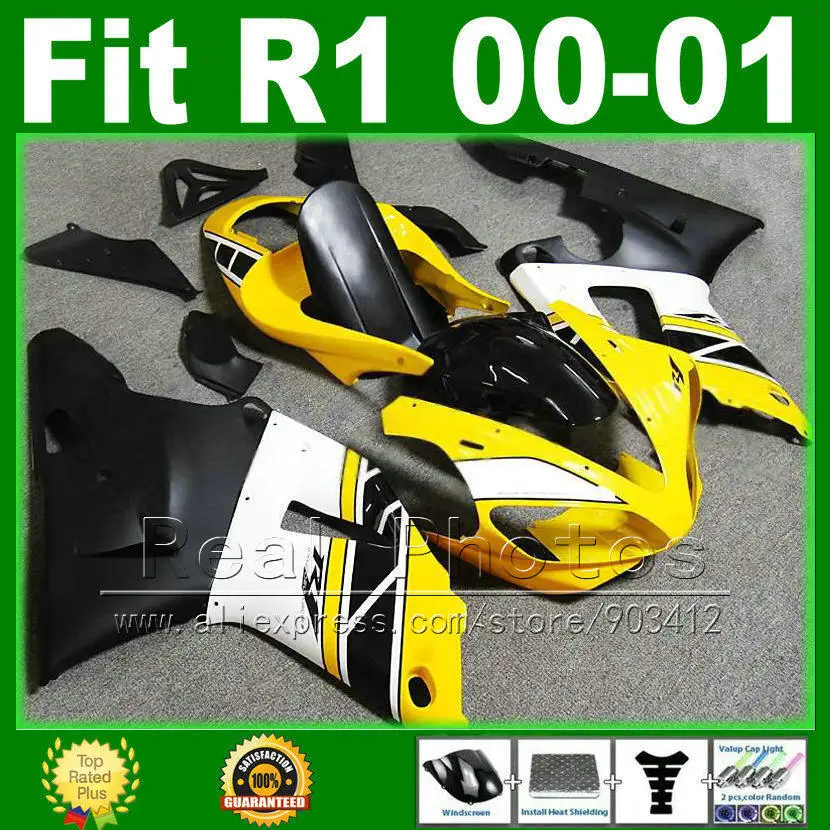 Такой же как у OEM! Обтекатели для YAMAHA YZF R1 2000 2001 желтый комплект обтекателей YZFR1 00 01 1000 детали кузова|fairing kit|yamaha