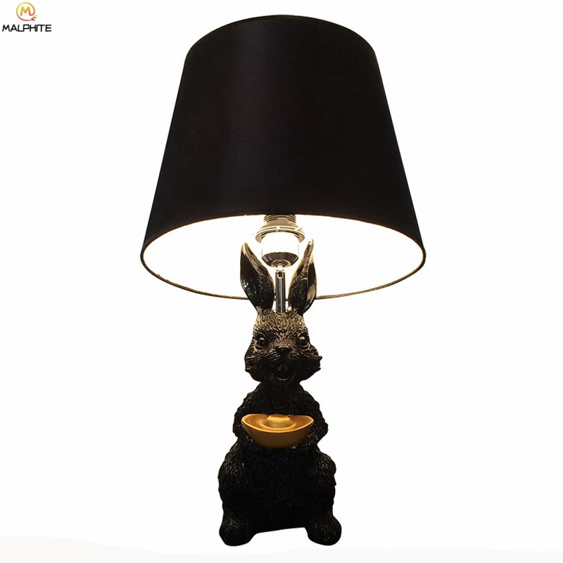 

Nordic Resin Gold Ingot Rabbit Table Lamp Living Room Simple Lamps Table Kids Bedroom Table Light Home Deco Lighting Luminaria