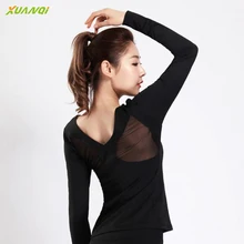 Для женщин сетки длинный рукав, для йоги футболка из сетчатого материала; дышащие однотонные Цвет для занятий фитнесом спортом в тренажерном зале, одежда