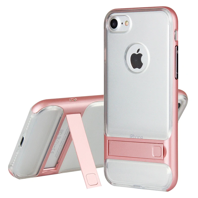 

ITEUU Kickstand PC+TPU Case for iPhone 7 7 PLUS Soft Flexible Silicone Crystal Clear Transparent Back Cover for iPhone 7 7Plus