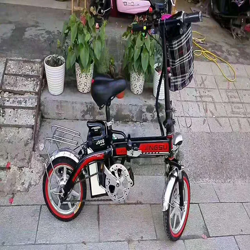 Flash Deal Foldable Electric Bike 14inch 48V 250w 15AH  Lithium Battery Electric Bicycle Double Seat Cycle Aluminium Alloy Ebike 2