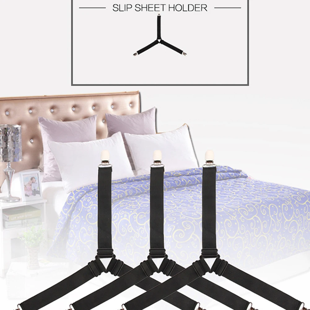 

4pcs/lot Triangle Bed Sheet Clips Holder Mattress Blankets Cover Fasteners High Quality Bed Button Buckle Elastic Fasteners