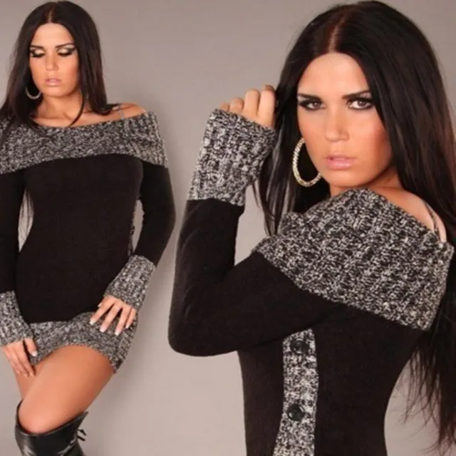 US $12.94 Sexy Noble Women Sweater Slash Neck Long Pullover 2019 Autumn Winter New Solid Basic Knitted Fashio