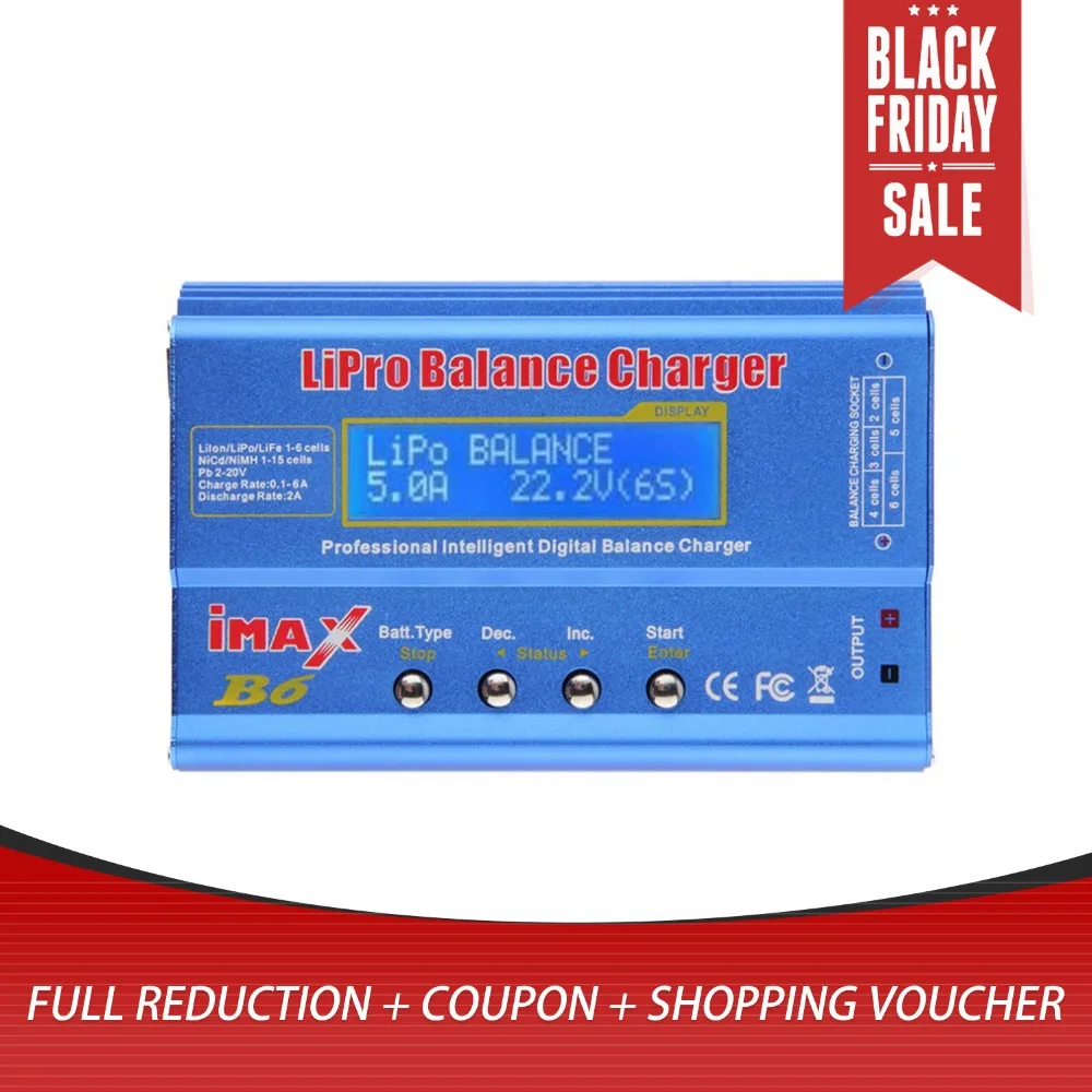 

IMAX B6 LCD Screen Lipo Li-ion Ni-MH LiFe RC AIO Battery Balance Charger Suitable for Input Voltage Within DC 11~18V Fast ship