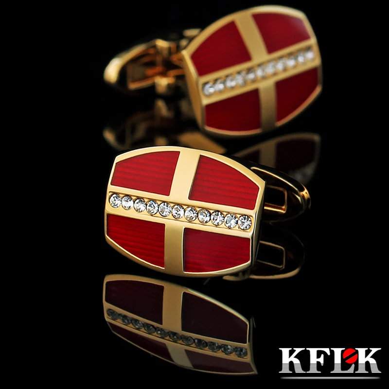 KFLK 2019 new cufflinks best selling brand cufflinks men's shirts cuff button red new high end