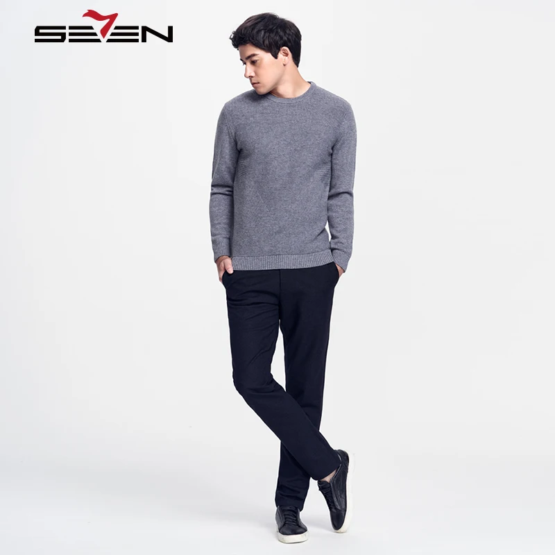 Seven7 бренд Весна Зима повседневные брюки для мужчин формальные классические мужские брюки черный классический крой прямые брендовая одежда