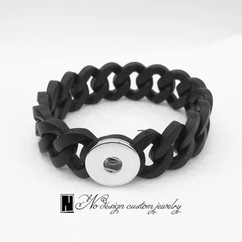 

new fashion black silicone Braided Rope jewelry sport bracelet mix lot fit 18mm snap buttons Bracelets Bangles For Women gifts