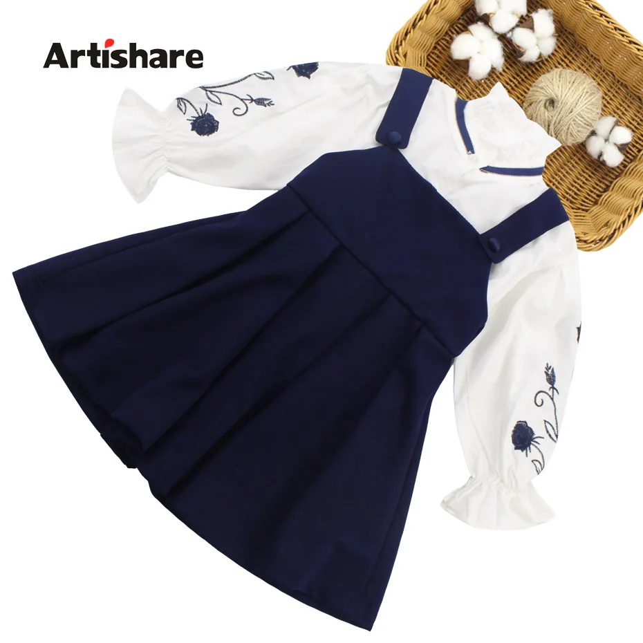 

Kids Girls Clothes Set Embroidery Shirt + Dress 2PCS Teenage Girls Clothing Spring Teenage Kids Set 6 8 10 12 13 14 Year