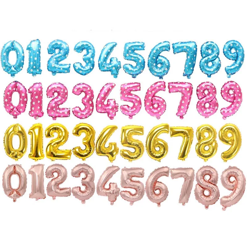 

16/32inch Number Foil Balloon Rose Gold Silver Blue Digital Globos Helium Ball Birthday Party Decoration Baby Shower Supplies