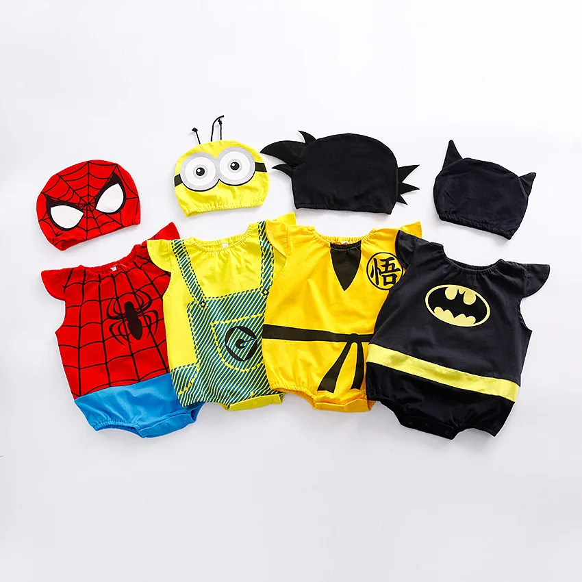 

2018 Newborn Baby boy girl Cotton rompers set baby boys' clothing + hat Dragon Ball outifts Summer sleeveless jumpsuits