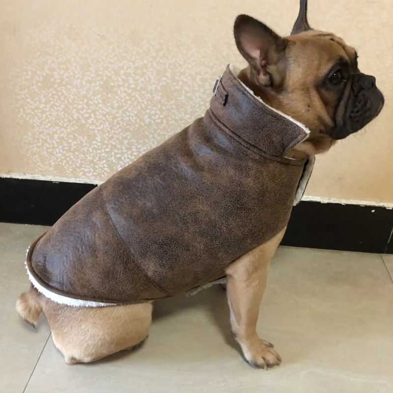 Новая зимняя теплая одежда для собак, однотонная Мягкая флисовая куртка для французского бульдога, пальто для маленьких щенков, костюм для собак, S-XXL 20е