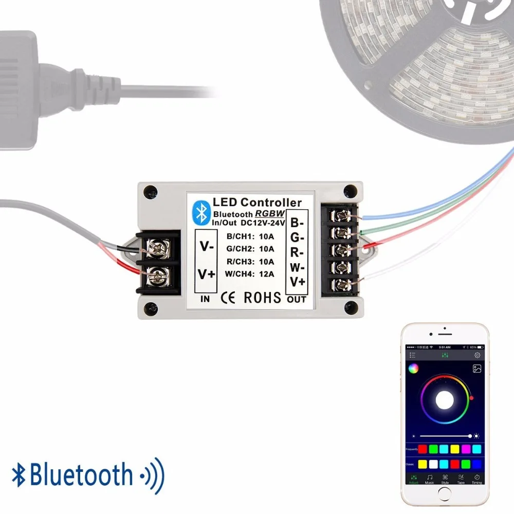 RGBW/RGB светодиодный Bluetooth контроллер для RGBW/RGB светодиодный освещение на Android/IOS Смартфон DC12V 24 В