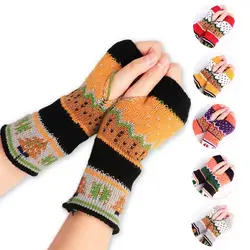 Новые Вязаные перчатки без пальцев Рождество Прихватки для мангала Для женщин модные мягкие теплые варежки запястье руки теплые зимние ARM