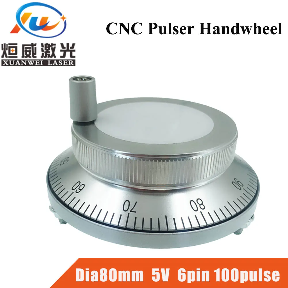 

CNC Pulser Handwheel 5V 6pin Pulse 100 Manual Pulse Generator Hand Wheel CNC Machine Dia80mm Rotary Encoder