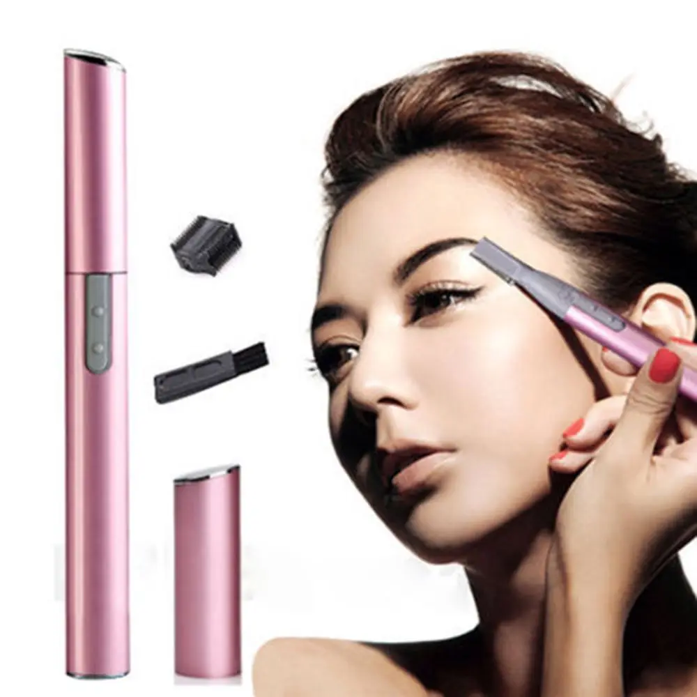 

Pink color and black Practical Electric Face Eyebrow Scissors Hair Trimmer Mini Portable Women Body Shaver Remover Blade Razor