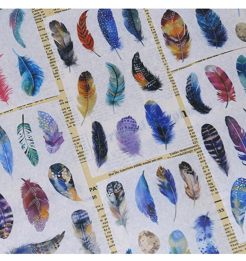 6 листов/упаковка милые перья наклейки Kawaii Наклейки в стиле Фэнтези прекрасные бумажные наклейки для детей DIY дневник в стиле Скрапбукинг альбом для фотографий