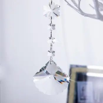 

H&D Crystal Clear Glass Snowflake Beads Chain Garland Chandelier Prism Hanging Christmas Wedding Decoration (Clear-Shell Prism)