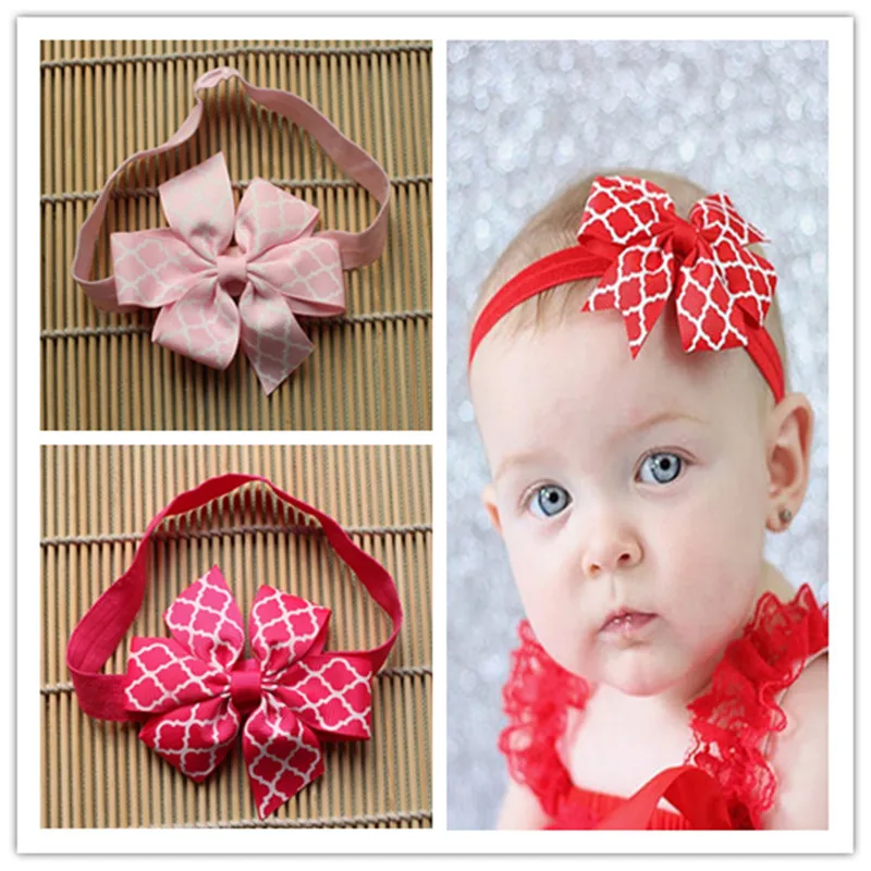 

new hot pink kids girls head wraps hair elastic bands ribbon bows tiara headbands satin flower hairband headwrap