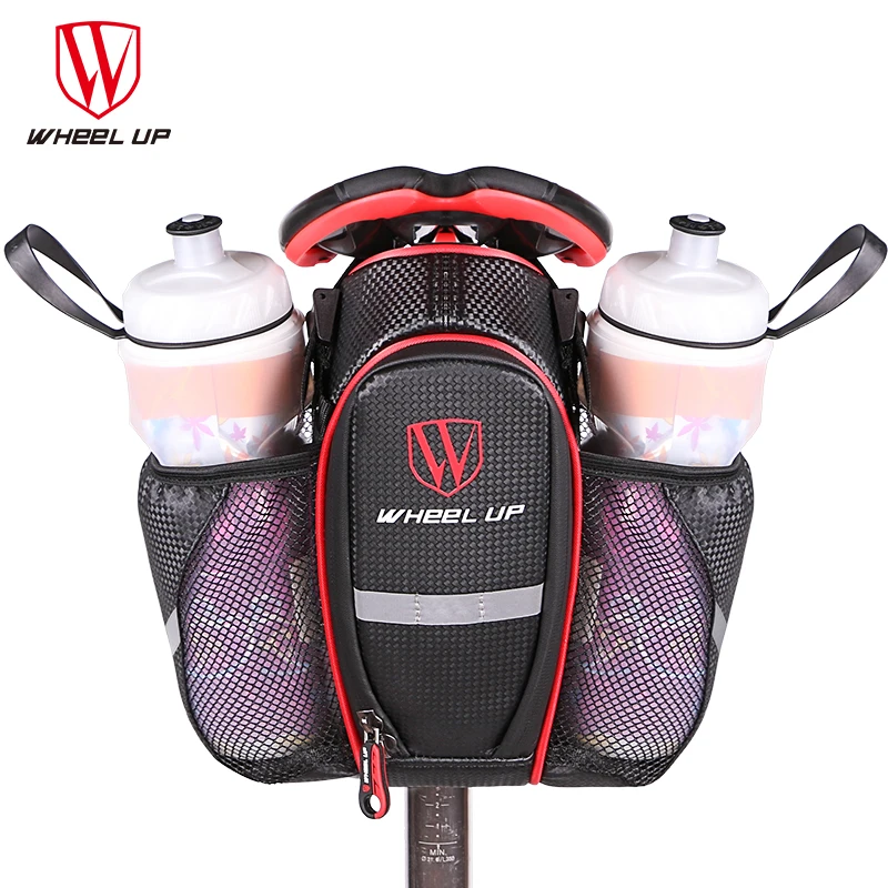 

New 2 Water Bottle Pockets Bicycle Seat Bag 900D Mountain MTB Road Bike Seat Bag Rear Tail Pouch Bottle Bicycle Bags Accessories