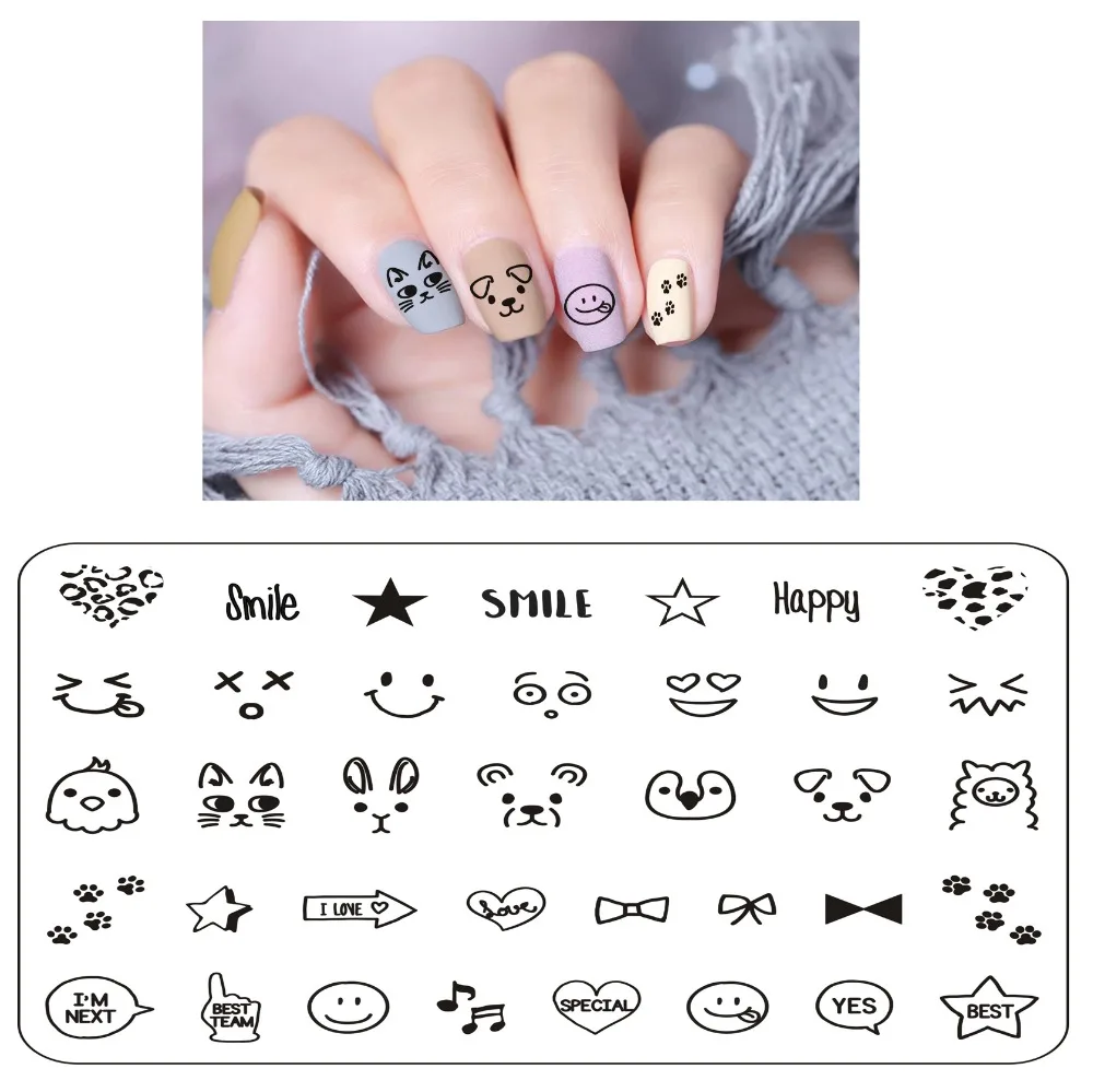 

Finger Angel 1PCS 6*8 Nail Art Stamping Plates Valentine Image Cartoon Design Rectangle Letter Geometric Printing Template