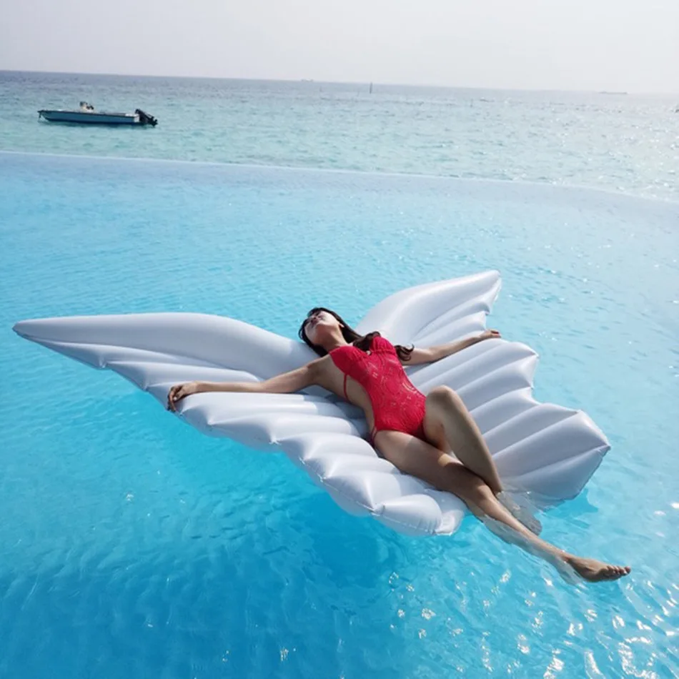 250 см Большой размер бассейн вечерние надувные крылья Ангела плавающий ряд ПВХ надувная кровать для плавания надувной матрас
