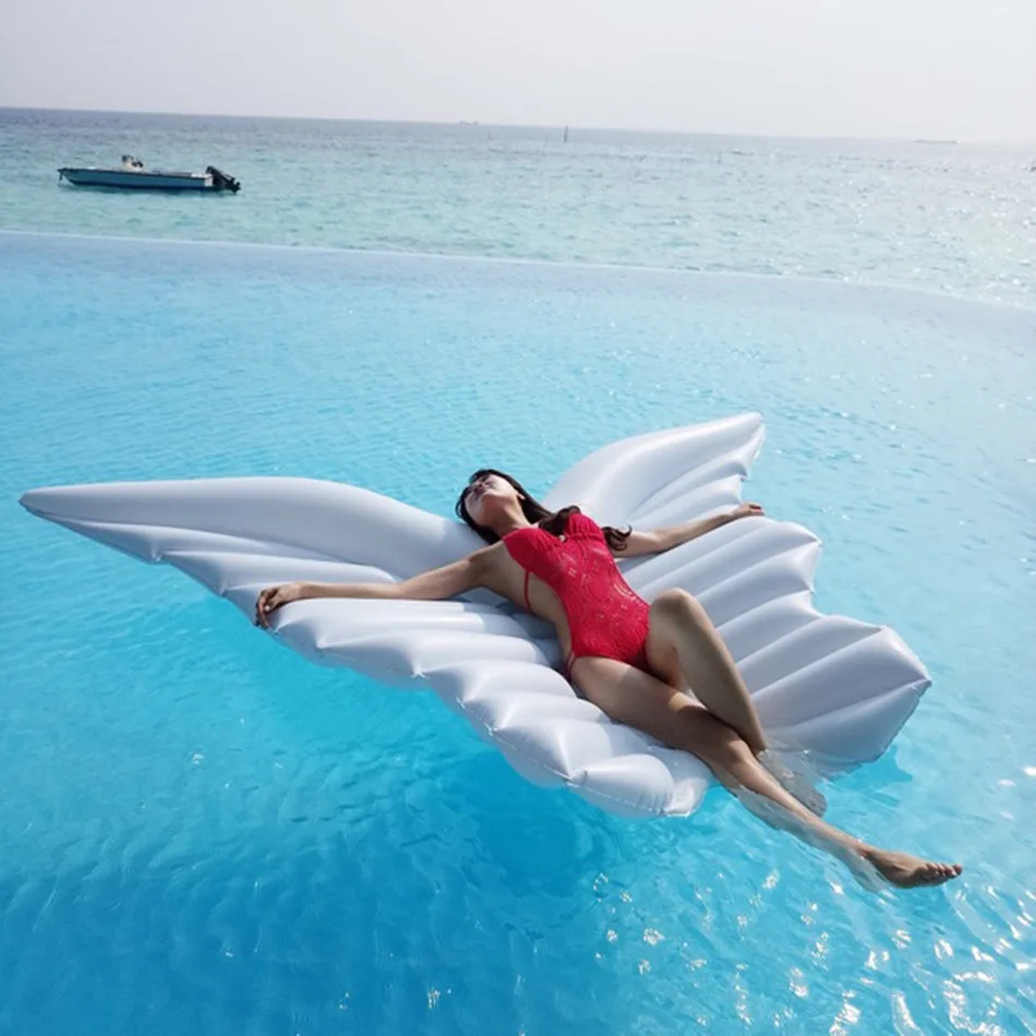 

250cm Large Size Pool Party Inflatable Angel Wings Floating Row PVC Inflat Water Bed Toy Swimming Ring Air Mattress Floating