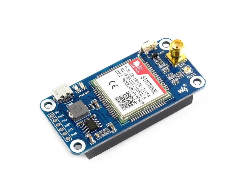 Шляпа Waveshare NB IoT/eMTC/EDGE/GPRS/GNSS для Raspberry Pi на основе SIM7000E поддерживает порты TCP UDP PPP HTTP